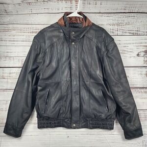 Scully Aviator Featherlite Leather Bomber Jacket Mens M Black Zip Snap